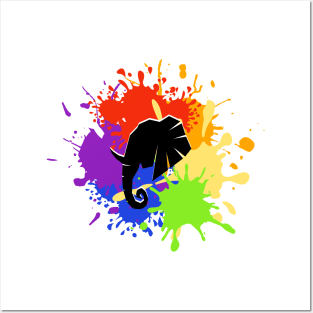 Elephant Paint Splash Posters and Art